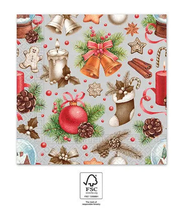 Karácsonyi Xmas Gifts szalvéta 20 db-os 33x33 cm FSC