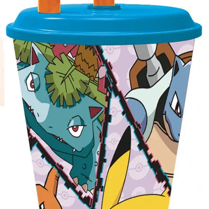 Pokémon Elements szívószálas pohár, műanyag 430 ml