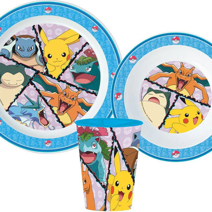 Pokémon étkészlet, micro műanyag szett, pohárral 260 ml
