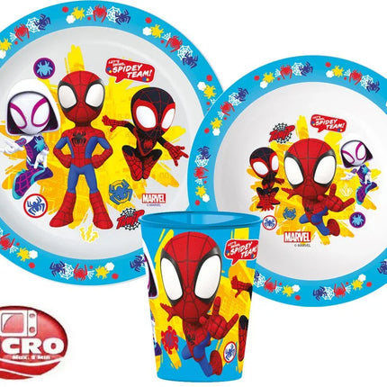 Pókember Spidey étkészlet, micro műanyag szett, pohárral 260 ml