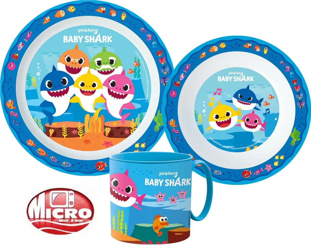 Baby Shark Splashy étkészlet, micro műanyag szett bögrével 265 ml