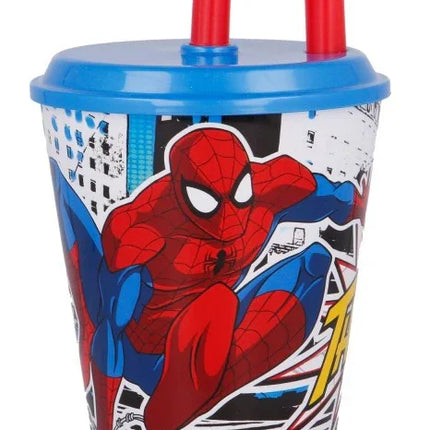 Pókember Streets szívószálas pohár, műanyag 430 ml