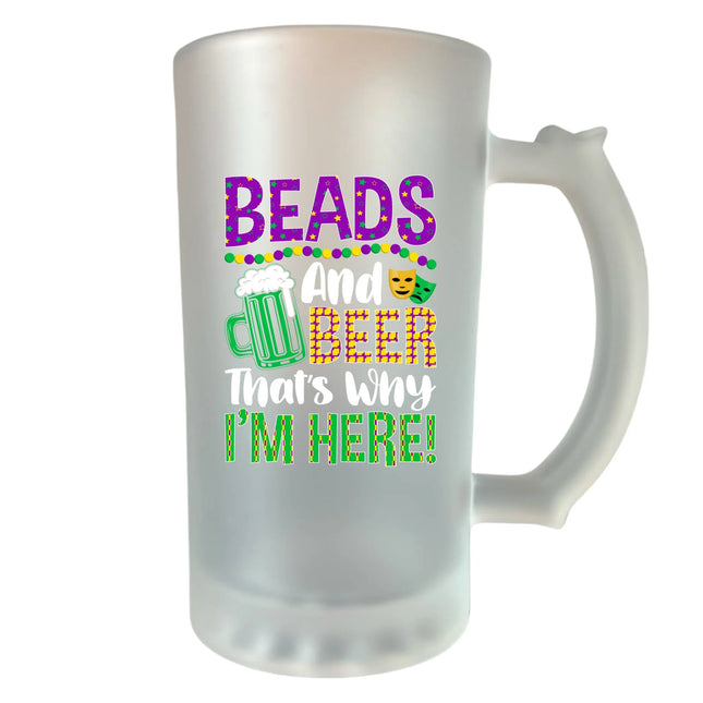 „Sör meg buli, ezért jöttem!” feliratú opálosított homokfújt söröskorsó – 400 ml