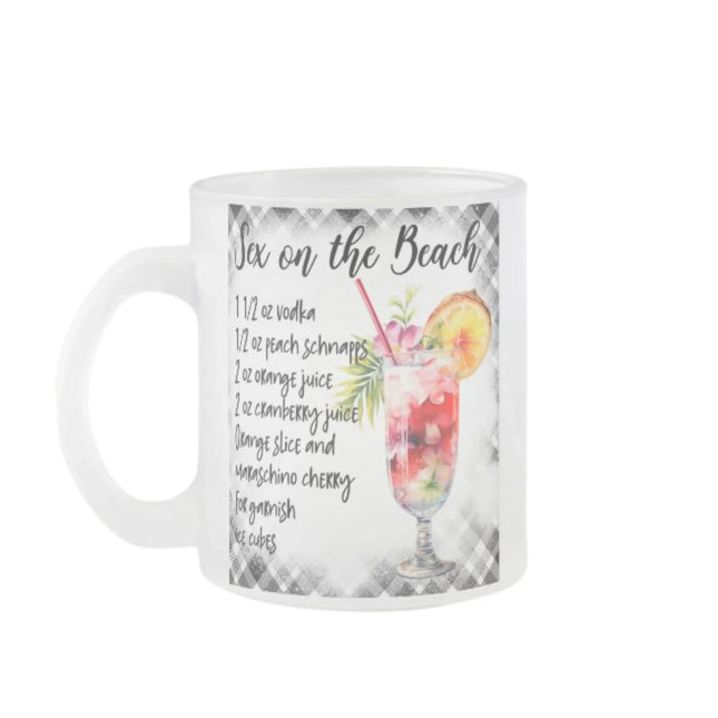 Ajándék bögre amin a Sex on the beach koktél recept szerepel