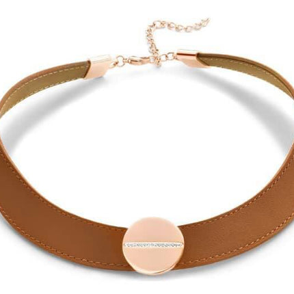 Victoria Fehér köves rose gold színű bőr nyaklánc