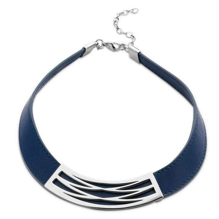 Victoria Ezüst színű kék bőr nyaklánc