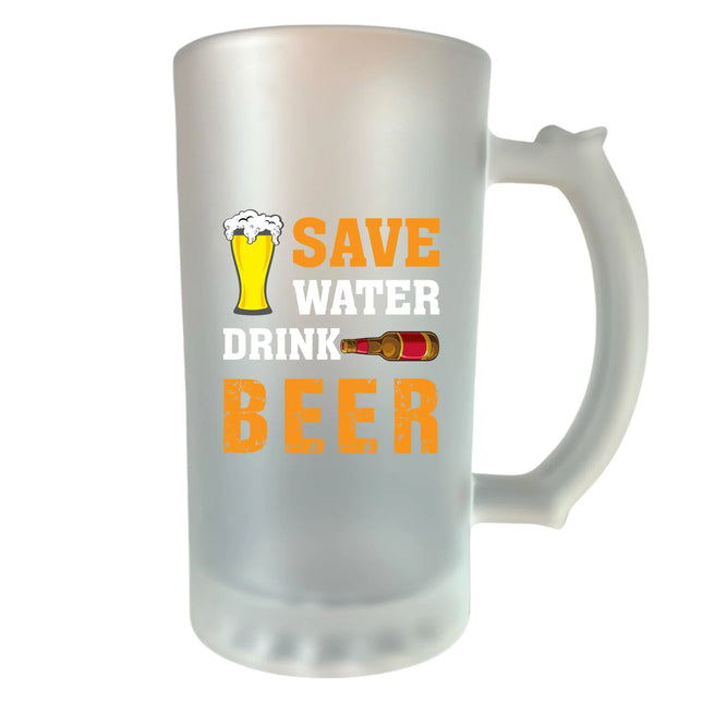 400 ml homokfújt söröskorsó „Vízspórolás, sörivás!” felirattal, vidám ajándék sörimádóknak