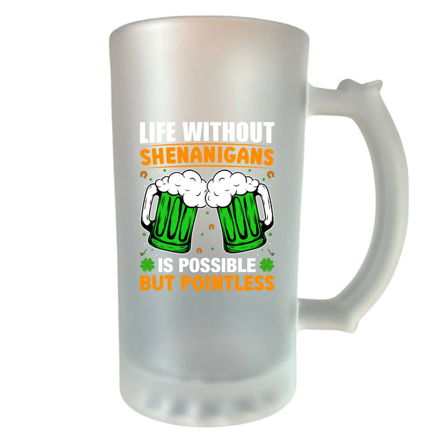 400 ml-es homokfújt söröskorsó „Csínyek nélkül nincs értelme” felirattal