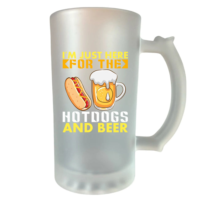 400 ml homokfújt söröskorsó „Csak a virsliért és a sörért jöttem” felirattal