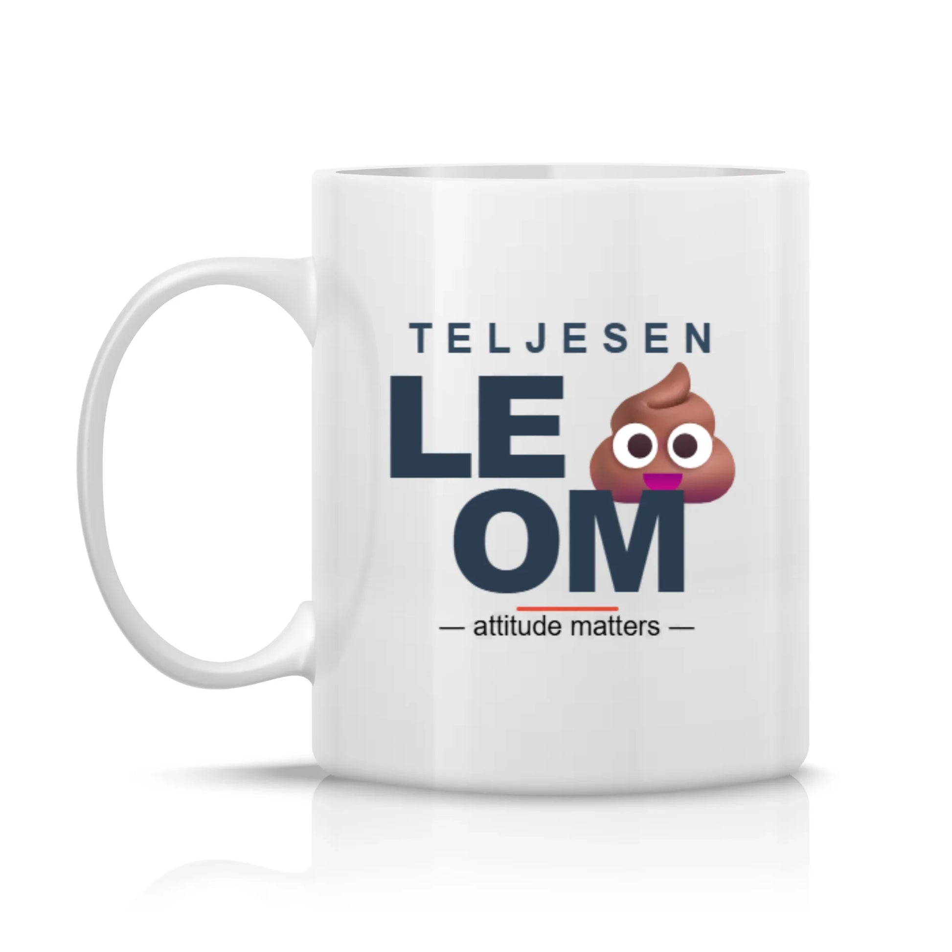 Humoros bögre felirattal: Teljesen leszarom – egyedi ajándék