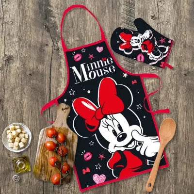 Disney mintás Minie kötény, kesztyű, éa fakanál