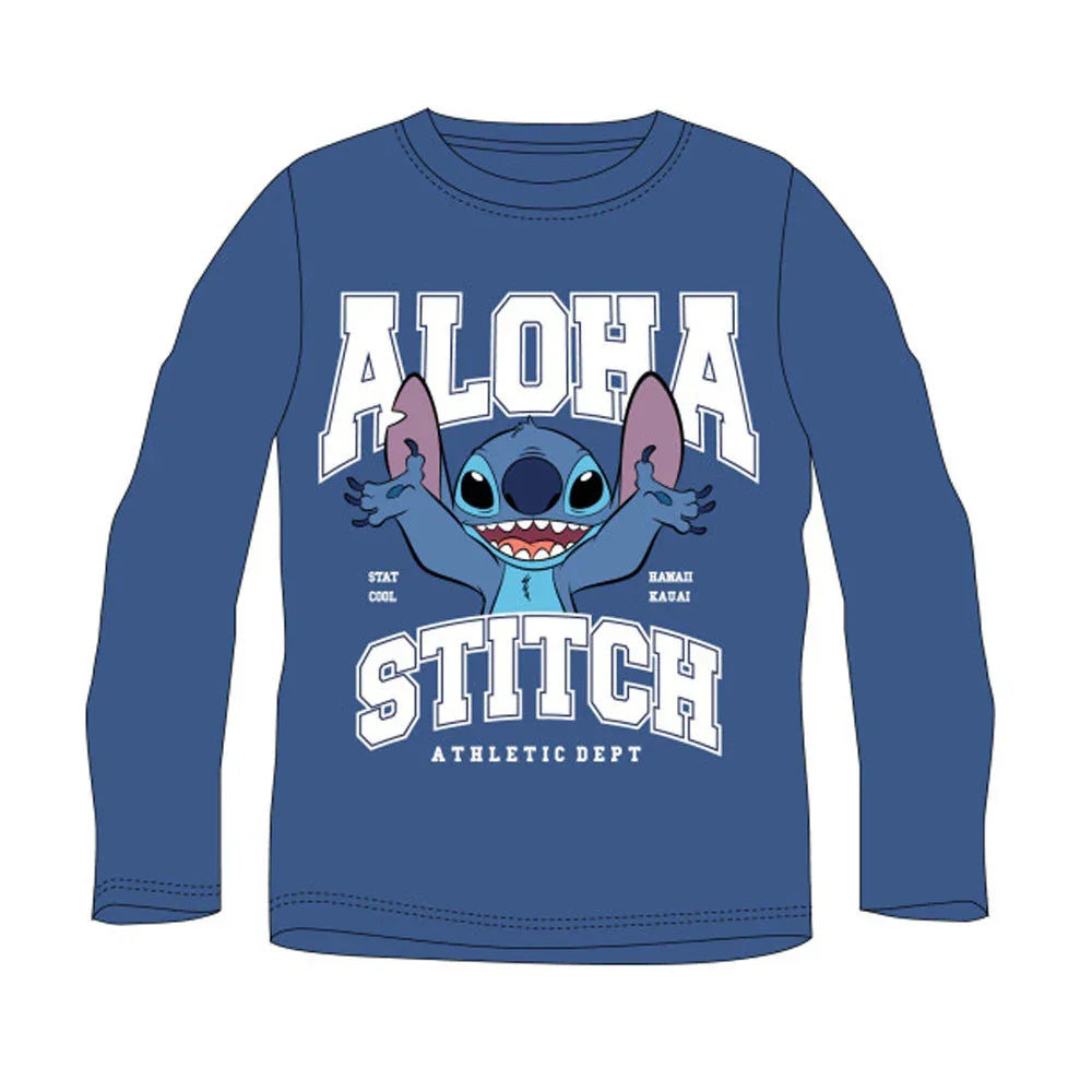 Disney Lilo és Stitch, A csillagkutya Athletic Blue gyerek hosszú póló, felső 7 év / 122 cm