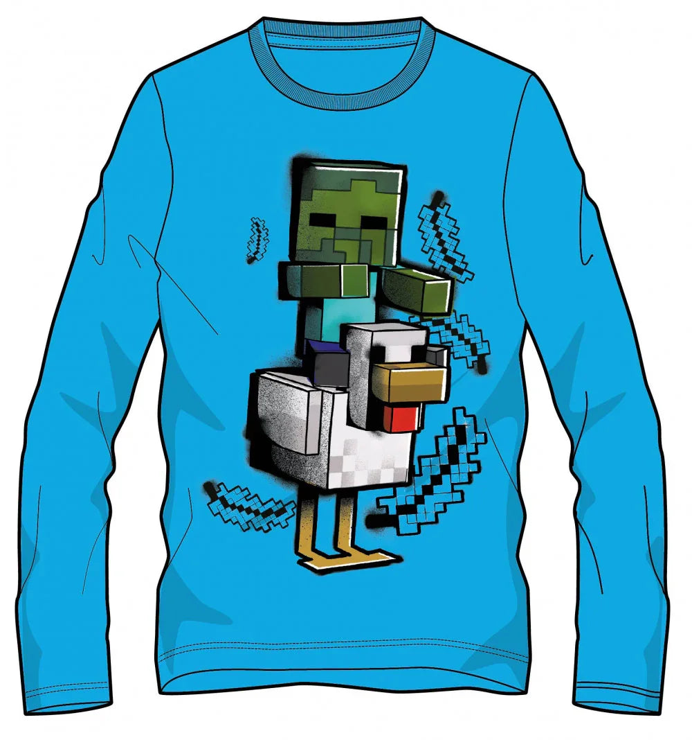 Minecraft Chicken Jockey gyerek hosszú ujjú póló, felső 10 év / 140 cm