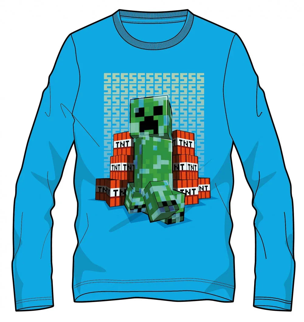 Minecraft Block Blaster sötétben világító gyerek hosszú ujjú póló, felső 12 év / 152 cm