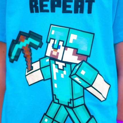 Minecraft Mine Nap Repeat gyerek rövid pizsama 10 év / 140 cm