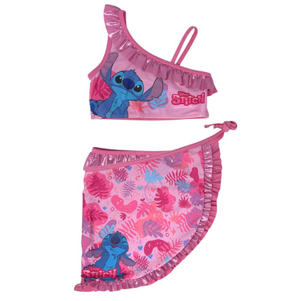 Disney Lilo és Stitch, A csillagkutya Tropic Pink gyerek bikini és sarong szett 6 - 8 év / 116 - 128 cm
