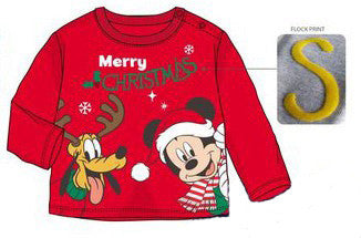 Disney Mickey Pluto Red Karácsonyi baba póló, felső 24 hó