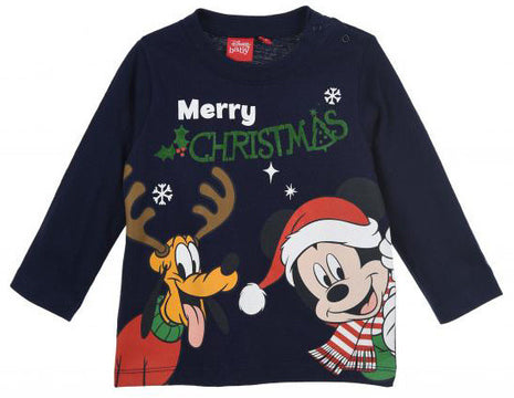 Disney Mickey Pluto Blue Karácsonyi baba póló, felső 6 hó