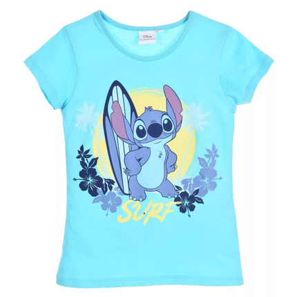 Disney Lilo és Stitch csillagkutya mintás gyerek rövid ujjú póló, kék, 3 éveseknek (98 cm), Surf stílusú felső
