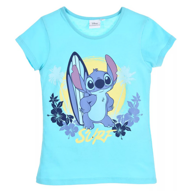 Disney Lilo és Stitch csillagkutya mintás gyerek rövid ujjú póló, kék, 3 éveseknek (98 cm), Surf stílusú felső