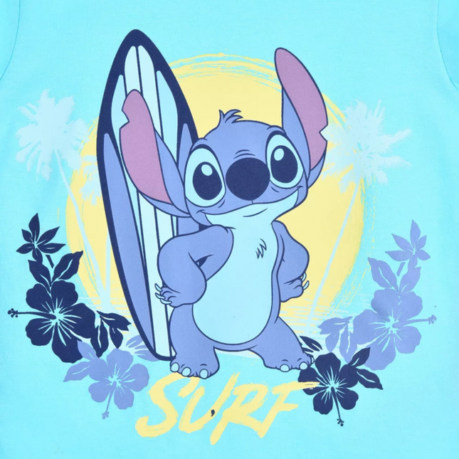 Disney Lilo és Stitch csillagkutya mintás gyerek rövid ujjú póló, kék, 3 éveseknek (98 cm), Surf stílusú felső