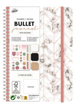 Bullet Journal, Marble Mintás tervező füzet A5 matricával