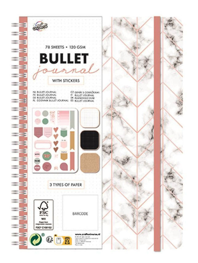 Bullet Journal, Marble Mintás tervező füzet A5 matricával