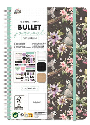 Bullet Journal, Ring-tailed Lemur Mintás tervező füzet A5 matricával