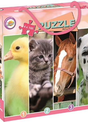 Állatos Farm puzzle 4x100 db-os
