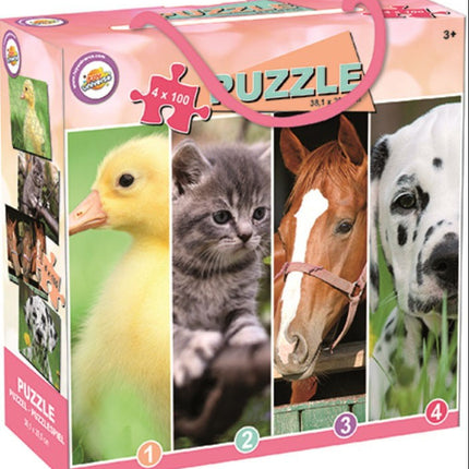 Állatos Farm puzzle 4x100 db-os