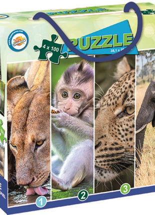 Állatos Savanna puzzle 4x100 db-os