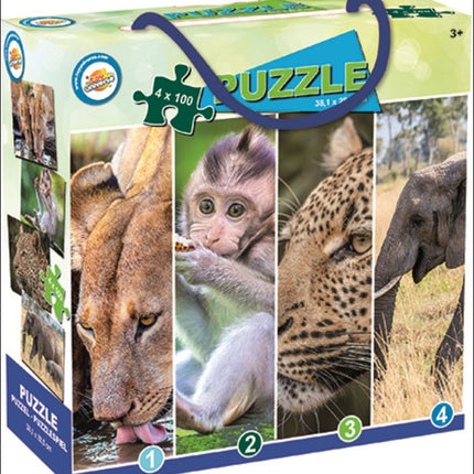 Állatos Savanna puzzle 4x100 db-os