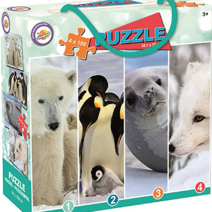 Állatos Snow puzzle 4x100 db-os