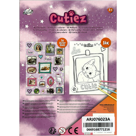 Állatos Cutiez színező matricával 16 oldal A5