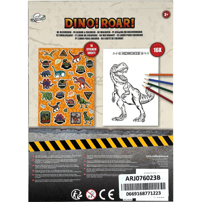 Dinoszaurusz Roar színező matricával 16 oldal A5