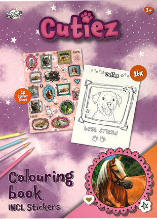 Állatos Cutiez színező matricával 16 oldal