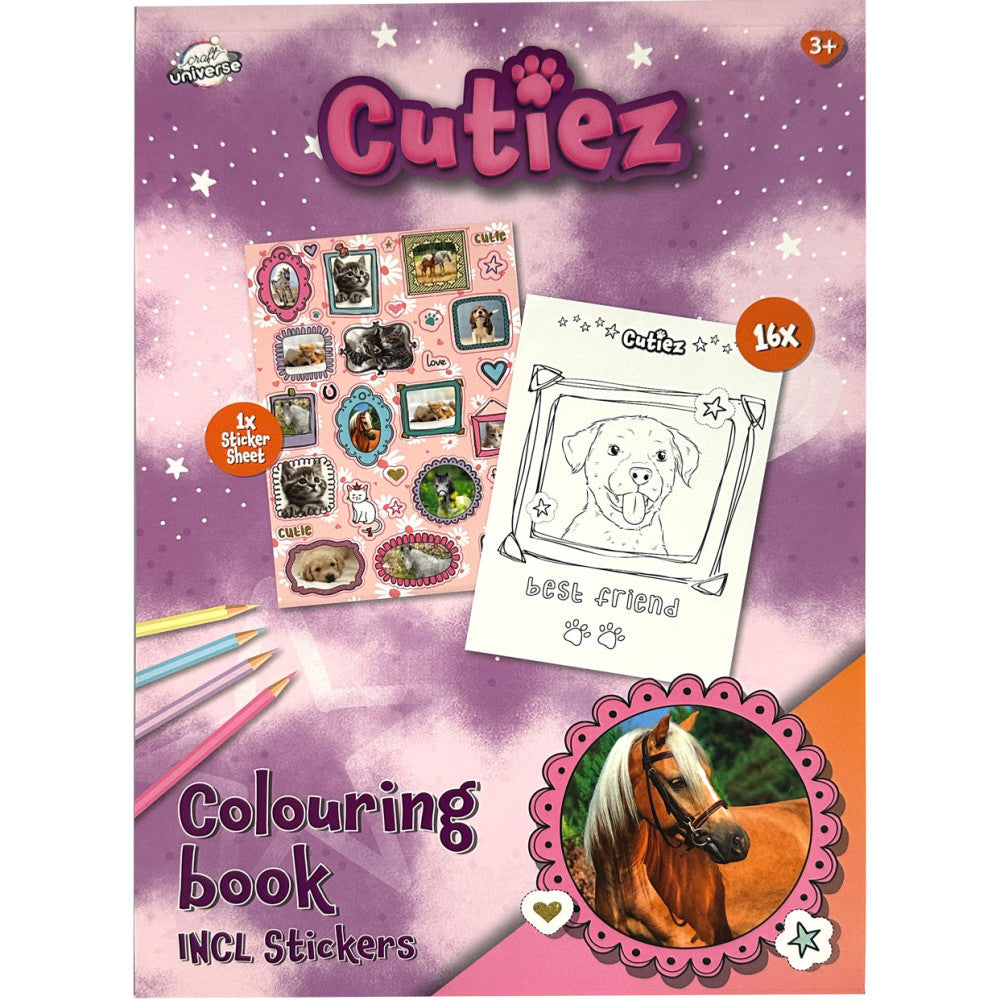 Állatos Cutiez színező matricával 16 oldal
