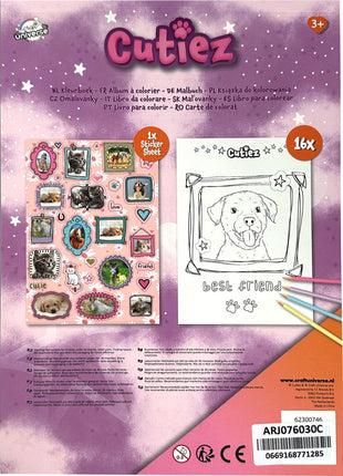Állatos Cutiez színező matricával 16 oldal