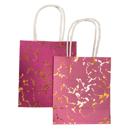 Színes Pink papír ajándéktasak, ajándékzacskó 6 db-os