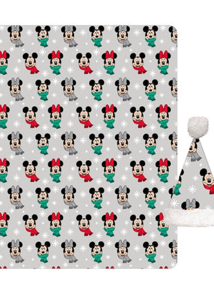 Disney Mickey, Minnie Noel karácsonyi coral fleece takaró és sapka szett