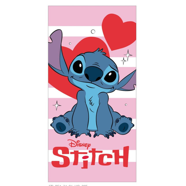 Disney Lilo és Stitch, A csillagkutya Sparkling Heart fürdőlepedő, strand törölköző 70x140cm