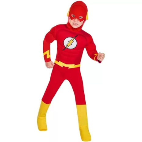 A Villám Muscle jelmez 6–8 éves gyerekeknek, szuperhős cosplay és jelmez bulihoz