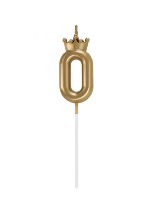 Arany Champagne Crown 0-ás számgyertya tortára 6 cm