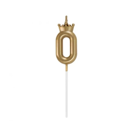 Arany Champagne Crown 0-ás számgyertya tortára 6 cm