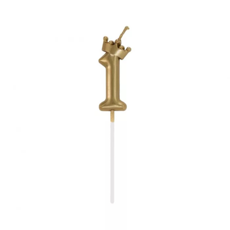 Arany Champagne Crown 1-es számgyertya tortára 6 cm