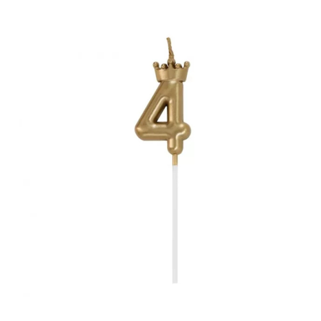 Arany Champagne Crown 4-es számgyertya tortára 6 cm
