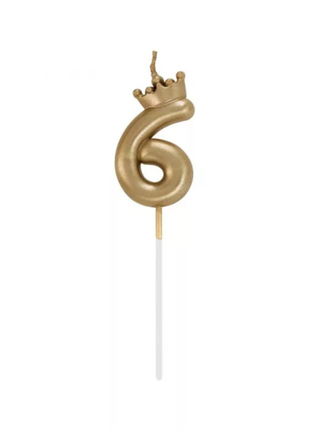 Arany Champagne Crown 6-os számgyertya tortára 6 cm