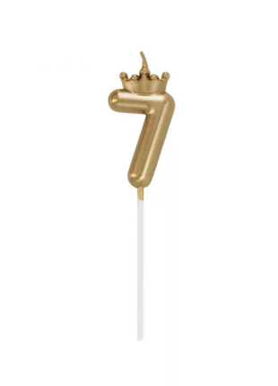 Arany Champagne Crown 7-es számgyertya tortára 6 cm