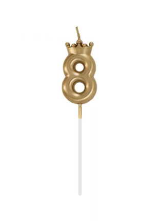 Arany Champagne Crown 8-as számgyertya tortára 6 cm