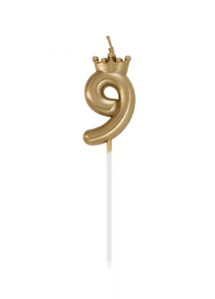 Arany Champagne Crown 9-es számgyertya tortára 6 cm